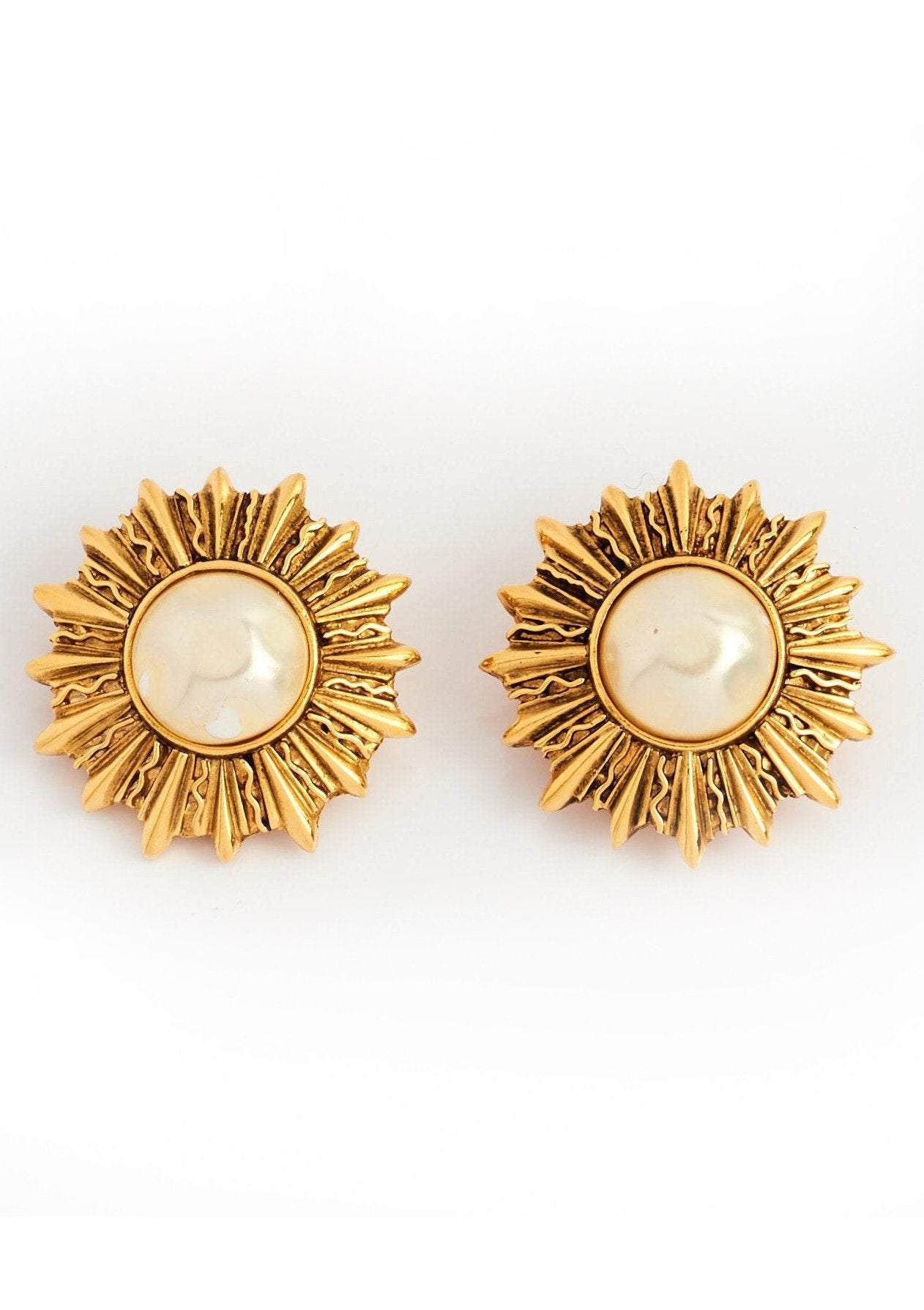 Chanel Vintage Starburst Earrings, Gold Plated - 1980's
