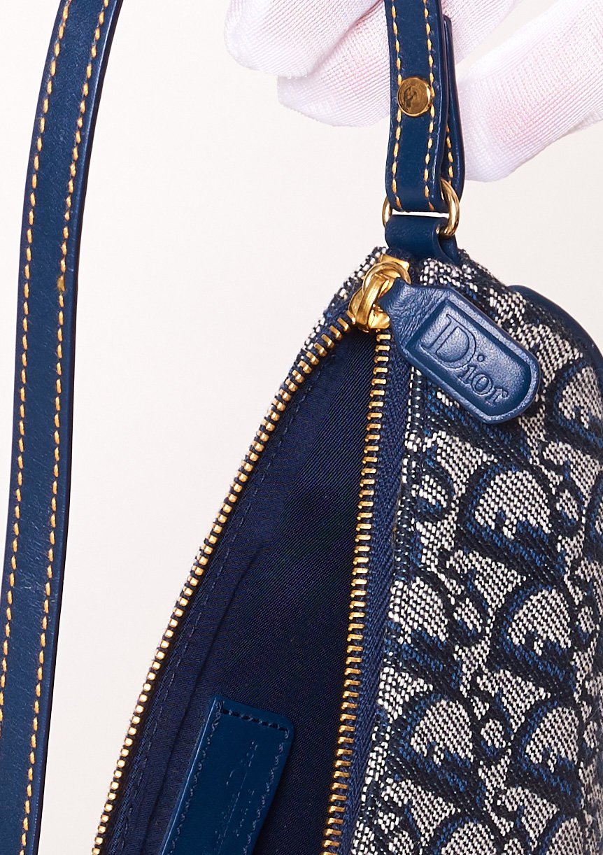Dior Blue Diorissimo Mini Saddle Pochette Bag - Shop Dior Canada