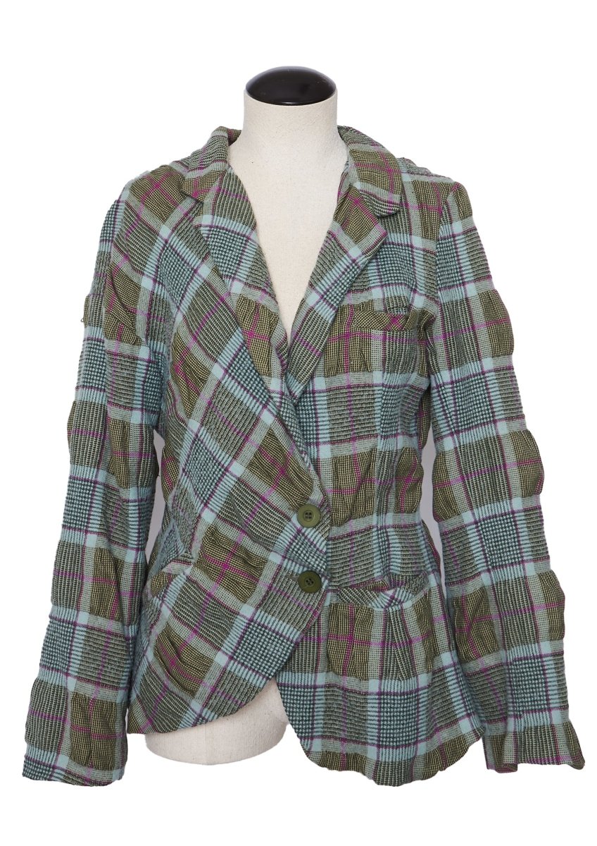 Lilith Plaid Asymmetrical Blazer - M - Parallel Luxury