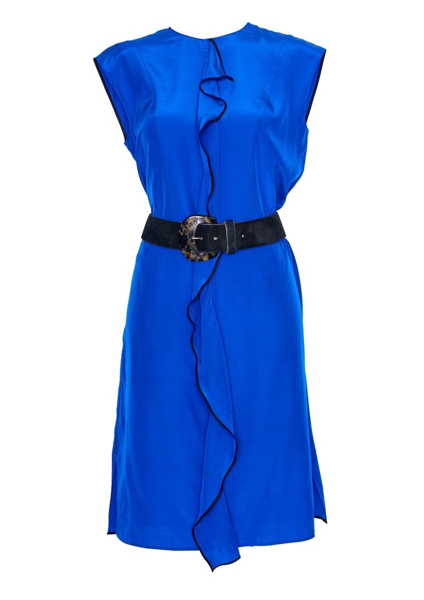 LVMH Fashion Group 100% Silk Ruffle Sleeveless Dress Black Sz 40